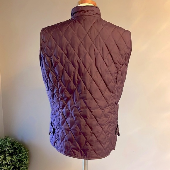 Eddie Bauer woman’s premium Goose Down purple vest quilted Embroidered zip up M - Picture 3 of 12
